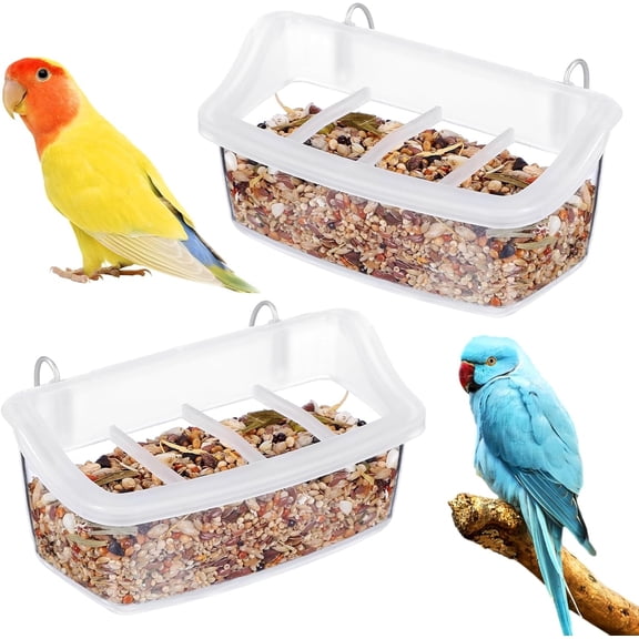 Picture of Lot of 4 Clear Transparent Bird Cage Birds Feeding & Watering Feeder ...