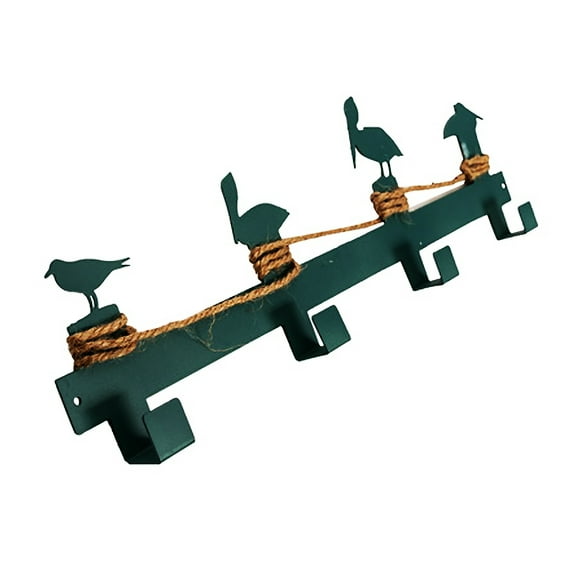 Shorebirds Wall Mounted Hooks with Rope Accents - Accented Decorative Metal Wall Art Décor - for Coats, Hats, Keys, Towels, Clothes and More - Gift