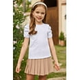 thumbnail image 5 of Arshiner Girls Puff Short Sleeve Shirts Summer Ribbed Knit Crewneck T Shirt Tops Tee Blouse, 5 of 8