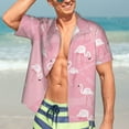 thumbnail image 7 of Kll Men'S Hawaiian Shirt Short Sleeve Button Down Beach Shirts-Pink Flamingos And Flowers, 7 of 7