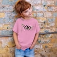 thumbnail image 2 of XUELUO Juniors Girls Tops & T-Shirts Summer Heart Print Round Neck Loose Short Sleeve Fashion Casual Tee Shirts Streetwear,Pink,10-11 Years, 2 of 4