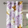 thumbnail image 3 of Ambesonne Tropical Grommet Curtain, Bicolour Art Lilly Flowers, 50"x84", Pale Purple Amber Mustard, 3 of 5