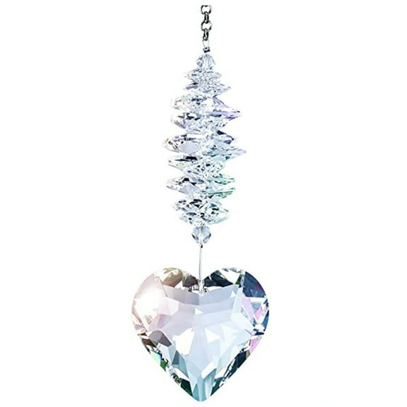 Heart Shaped Suncatcher, Rainbow K9 Crystal For Women Moms Kids Gifts, Crystal Ornament With Clear Faceted Ball Prism Pendant, Window Home Decoration