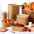 thumbnail image 3 of Cuencos desechables de papel kraft Maxdot con tapas de polipropileno, 850 ml, paquete de 50, 3 of 7