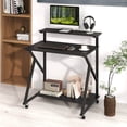 thumbnail image 4 of Costway Rolling Computer Desk, 32” Laptop Desk with Charging Station & Monitor Shelf Black, 4 of 10