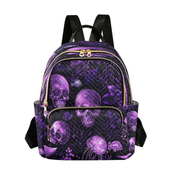 WOBOGO Skulls Jellyfish Purple Pattern Butterfly Backpack Durable Lightweight Shoulder Bag Built-in Laptop Sleeve and Multiple Utility Compartments