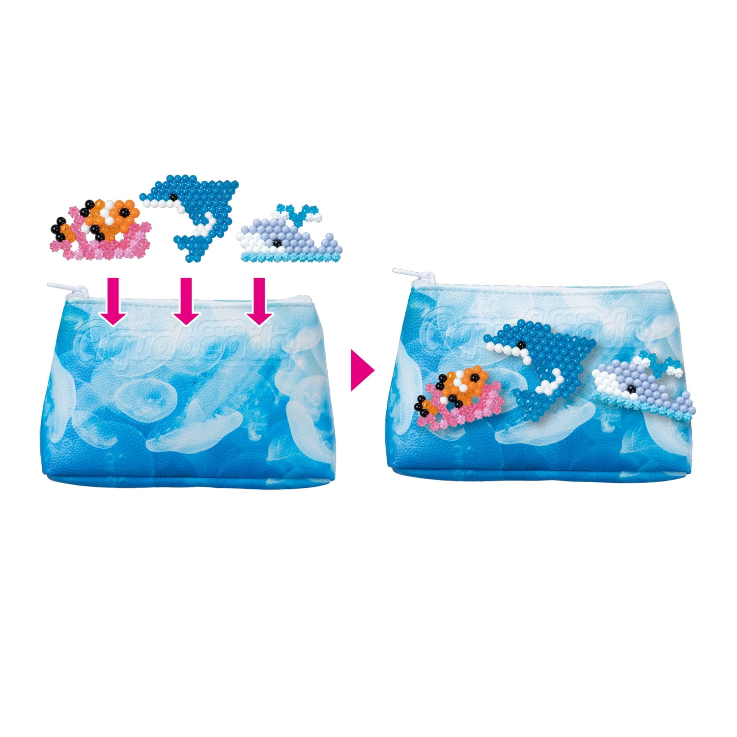 Aquabeads Decorator's Pouch, Complete Arts & Crafts Bead Kit for Children with DIY Purse - Bubbly Blue Sea Life Theme