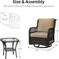 thumbnail image 5 of HOSSLLY 3 Pieces Outdoor Patio Furniture PE Rattan Wicker Table and Chairs Set Bar Set 360 Degree Swivel Rocking Chairs, with Cushioned Tempered Glass,Beige, 5 of 8