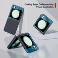 thumbnail image 6 of Aramid Fiber Case for Samsung Galaxy Z Flip 6 Case Aramid Fiber Thin Fit Slim Minimalist 6 FT Military Grade Drop Protection Case with Wireless Charging, Black&Blue, 6 of 12