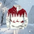 thumbnail image 4 of KeShDi Christmas Men Sweatshirts Men CMen Casual Fashion Stand Collar Printing Zipper Pullover Long Sleeve Sweatshirt Blouse WineL, 4 of 6