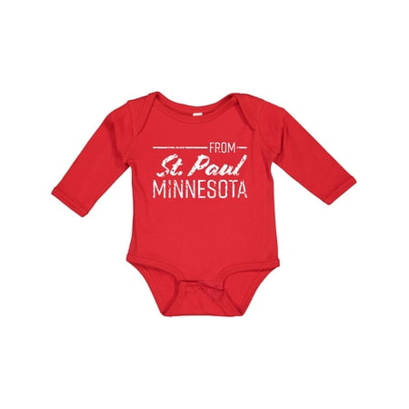 

Inktastic From St. Paul Minnesota in White Distressed Text Boys or Girls Long Sleeve Baby Bodysuit