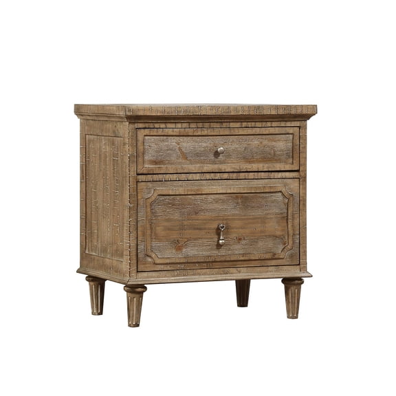 Nightstand with USB Port, Modern Gray Bedside Table, 18"D x 27"W x 28"H, Rustic Bedroom Furniture
