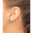 thumbnail image 3 of Sterling Silver Rhodium Plated Oval Blue Topaz And Diamond Post Earrings (10 X 5) Made In India qdx507, 3 of 5