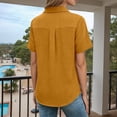 thumbnail image 4 of Womens Dressy Button Down Blouses Collared Solid Color Fashion Tops Short Sleeve Business Casual Shirts, 4 of 6