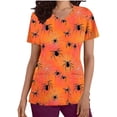 thumbnail image 4 of Fengactive Womens Halloween Scrub Top V Neck Short Sleeve Workwear All Over Print Uniform with Pockets Loose Scrub Top, 4 of 5