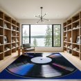 thumbnail image 2 of ODIKA 9'x12' Washable Area Rug Record Vinyl Cd Disc Bold Interlocking Music Note Border Shaped for Master Suite, California King, Under Bed, Non-Shedding, Easy Care, 2 of 7