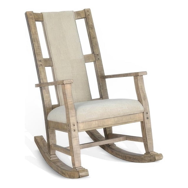 Rena Rocking Chair- Cushion Seat and Back- Brown Mahogany Mindy Wood