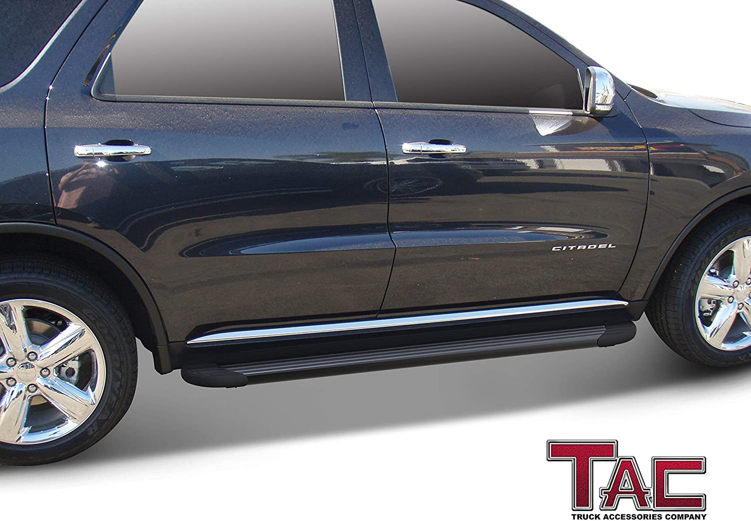 TAC Running Boards Fit 2011-2025 Durango(Excl. R/T, GT, GT Plus and SRT models) Aluminum SUV Black Side Steps Nerf Bars Step Rails Running Boards Off Road Exterior Accessories (2 Pieces)