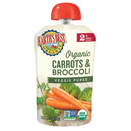 (6 Pack) Earth's Best Organic Baby Food Stage 2, Carrots & Broccoli, 3.5 (Best Vegetables For Toddlers)