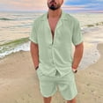 thumbnail image 2 of Baqcunre Track Suits For Men Set Men Spring Summer 2 Pieces Beach Short Sleeve Shirts & Shorts Pants Sets With Pockets Hawaiian Shirt For Men Tops For Men Green 3XL, 2 of 9