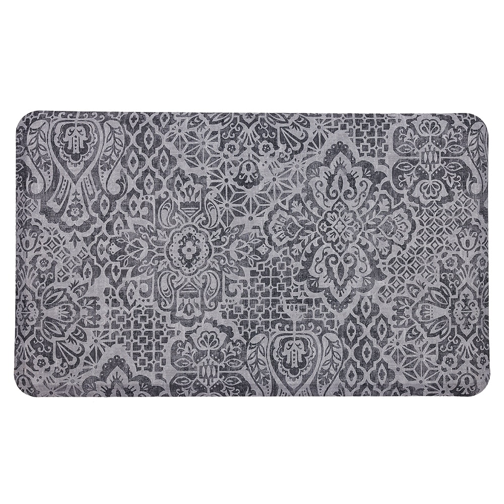 Mohawk Home Dri-Pro Cushion Kitchen Mat, Damask Nouveau, Grey, 1' 6