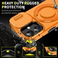 thumbnail image 6 of TECH CIRCLE for iPhone 17 PC+TPU Hybrid Case Cover, with 360° Rotating Ring Bracket/Magnetic Car Bracket/Matte Shockproof Protective, Compatible with MagSafe Slide Camera Lens Cover,Orange, 6 of 10