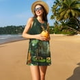 thumbnail image 3 of Picia Intellectual Frog Pond Print Women’s Sleeveless Midi Swing Dress – A-Line Pleated Tank Sundress, Comfortable and Flowy T-Shirt Dress, 3 of 7