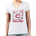 thumbnail image 4 of Women's G-III 4Her by Carl Banks White Cincinnati Reds Collage Team Graphic V-Neck Fitted T-Shirt, 4 of 5