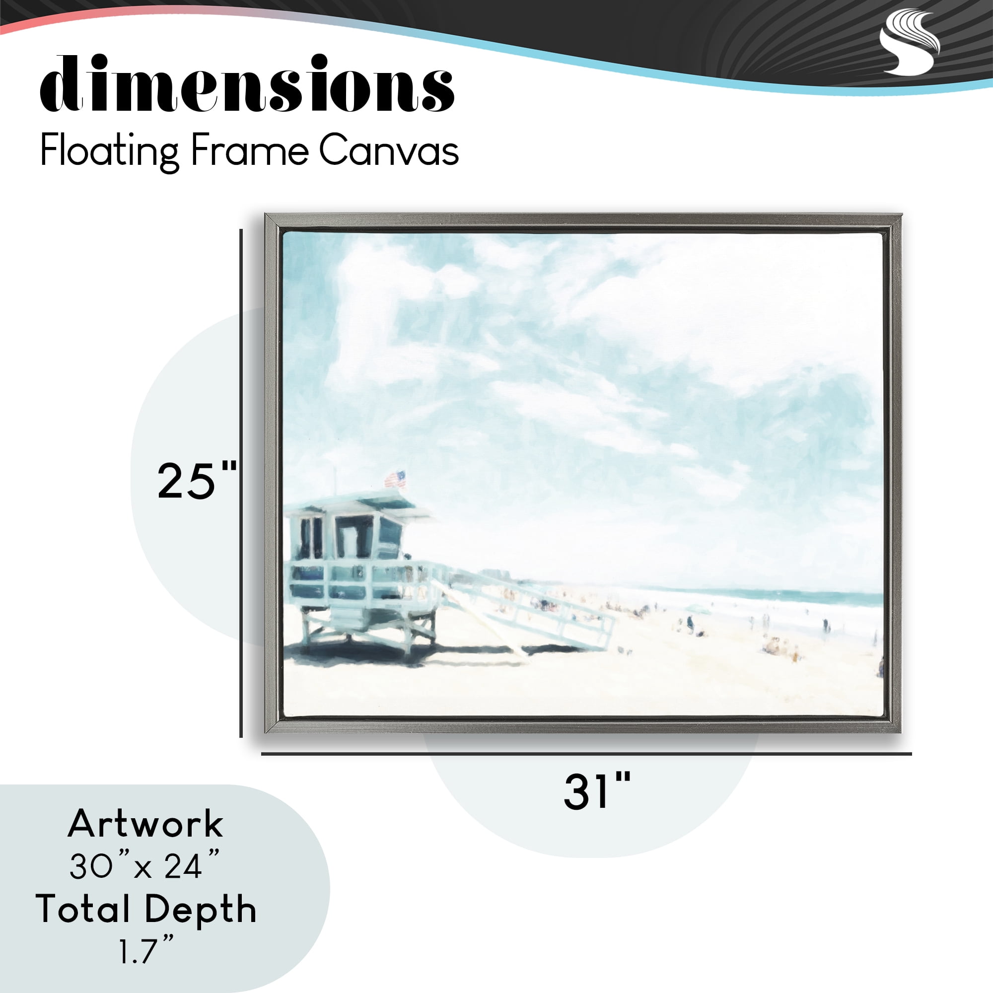 Stupell Industries Blue Beach Station Gray Framed Floater Canvas Wall Art, design by Kim Curinga