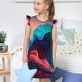 thumbnail image 4 of Balery Colorful Surreal Landscape Camisón de princesa para niñas, pijama de algodón con mangas abullonadas, suave y bonito.-Medium, 4 of 6