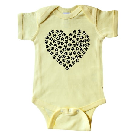 

Inktastic Heart Made Of Paws Dog Paws Puppy Paws - Black Gift Baby Boy or Baby Girl Bodysuit