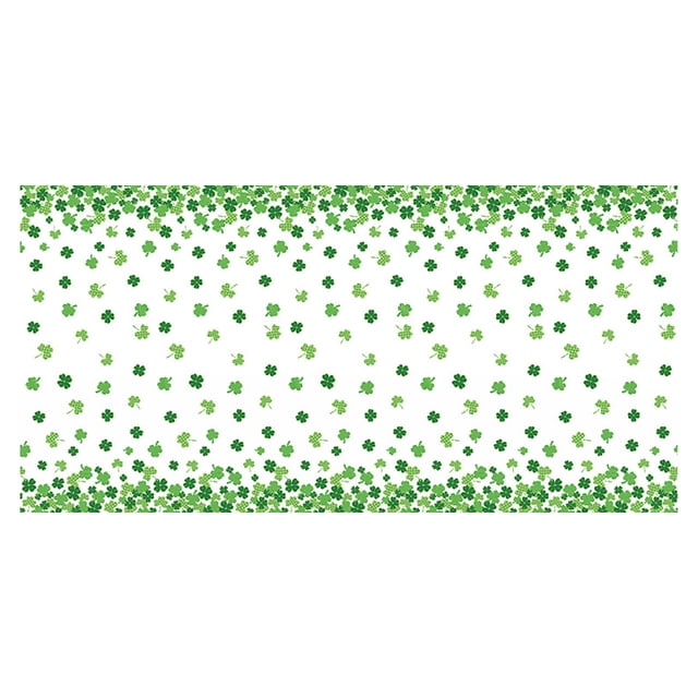 Eky St Patrick's Day Tablecloth Decorations,Green Irish Shamrock Disposable Plastic Tablecloth,Rectangle Party Tablecloth for St Patrick's Day Holiday and Spring Home Decorations,54"x72"