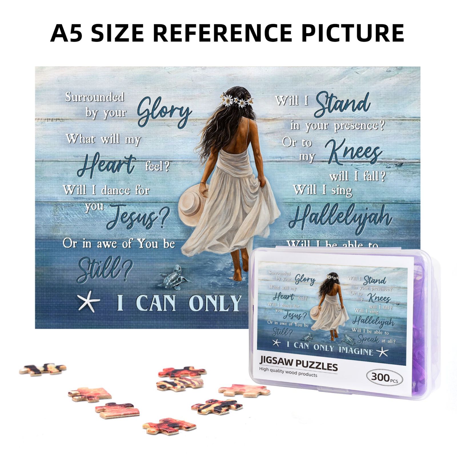300 Pieces Jigsaw Puzzles for Adults African Woman - Black Women Beach Walking I Can Only Imagine Motivational Puzzles - Fun Family Game