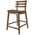 thumbnail image 6 of 2xhome Set of 2 Cappuccino 23.5 Seat Height Counter Stools With Open Back Padded Seat Cushion Fabric Dark Brown Wood, 6 of 10