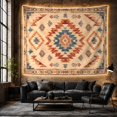 thumbnail image 6 of Geometric Diamond Motif on Weathered Cream Background, Calming Rustic for Boho Decor Lovers, Southwestern Symmetrical Wall Art, Housewarming Gift Tapestry Wall Hanging for Bedroom and Living Room, 6 of 7