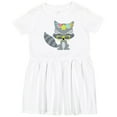 thumbnail image 3 of Inktastic Hipster Raccoon, Raccoon with Glasses, Flowers Girls Toddler Dress, 3 of 5