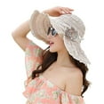 thumbnail image 1 of Sombrero de ala ancha GeweYeeli para mujer, transpirable, con protección UV, plegable, para playa, color blanco, 1 of 4
