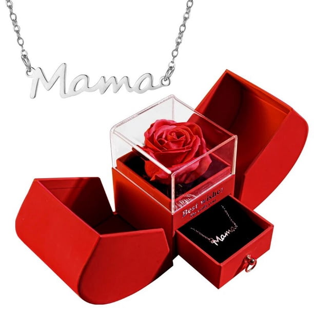 Collar con colgante para madre e hija, caja de regalo para el día de la madre, con jabón Forever Rose