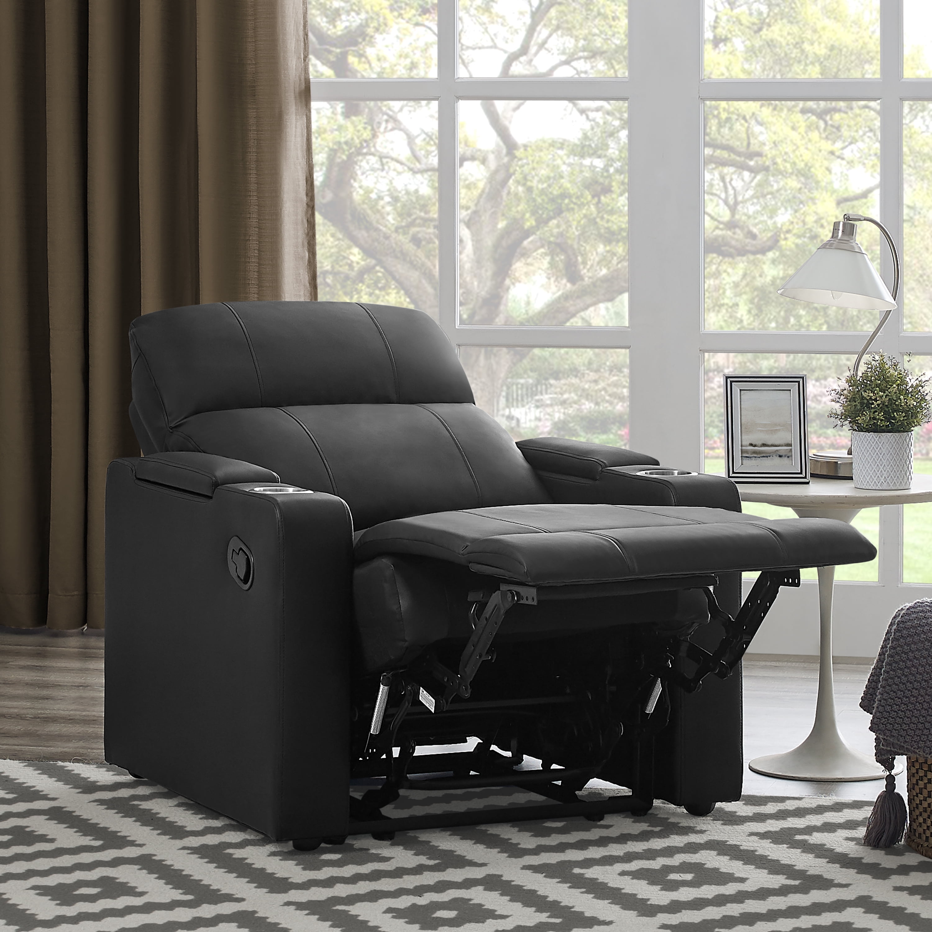 UR livingroom Genuine Leather Dual Power Recliner Chair with Adjustable  Headrest,USB C Charger,Type C Port (Hubert, Brown)