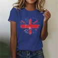 thumbnail image 3 of WREESH Women's Bleached Graphic Tee: Fashionable Independence Day Short Sleeve Top T-Shirts Navy, 3 of 4