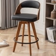 thumbnail image 6 of FOWEOAIU Bar Stools Leather Upholstered Adjustable Swivel Counter Stool 26"，with Footrest for Bar, Kitchen Island, Bistro, Black (Set of 2）, 6 of 7