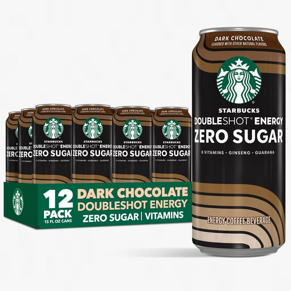 Starbucks Zero Sugar Dark Chocolate Doubleshot Coffee Energy Drink, 15 fl oz Cans, 12 pack​