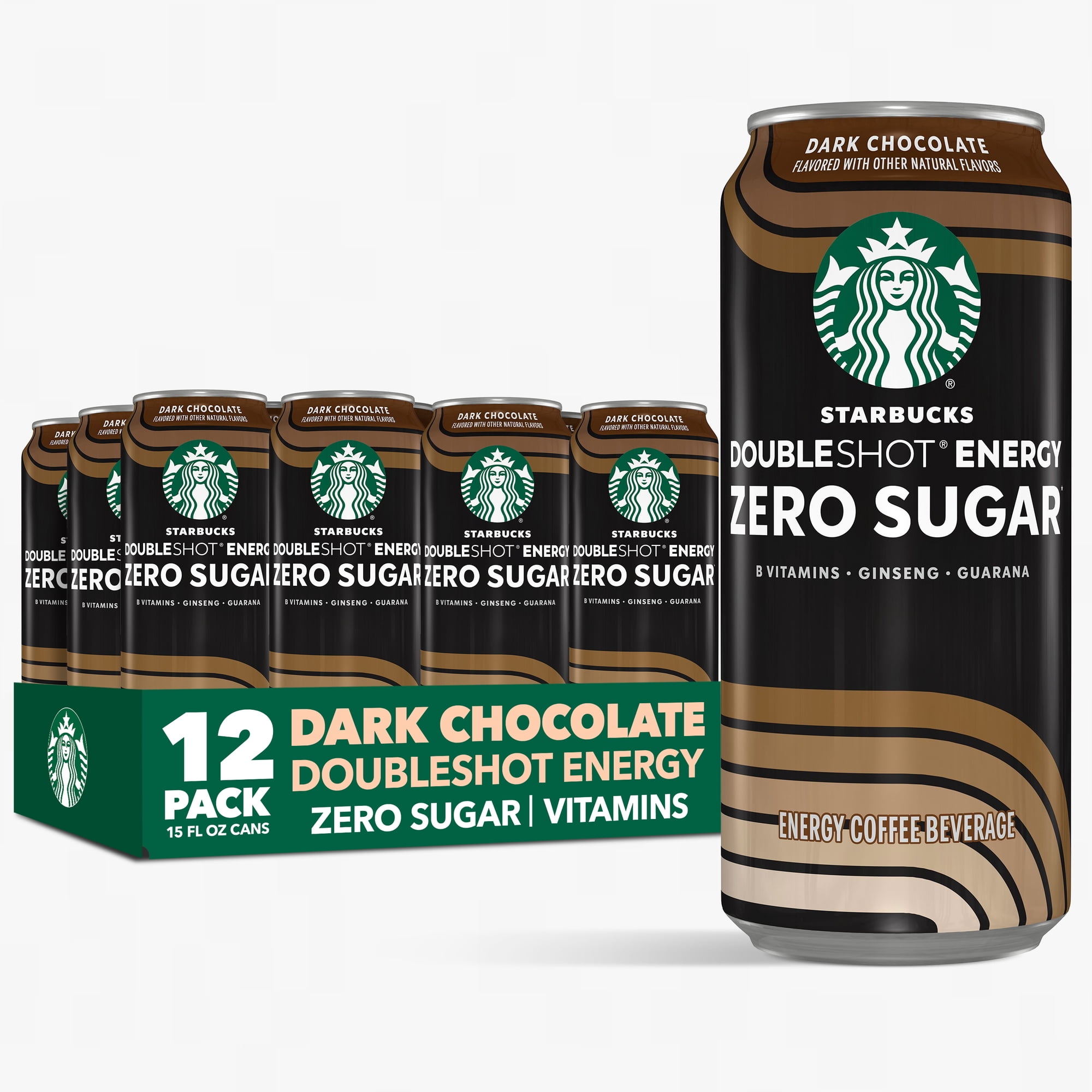 Starbucks Zero Sugar Dark Chocolate Doubleshot Coffee Energy Drink, 15 fl oz Cans, 12 pack