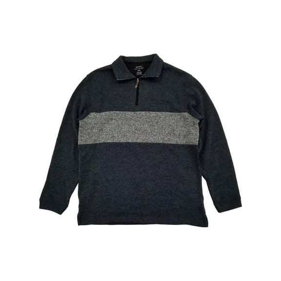 Haggar Mens Black & Gray Fleece Quarter-Zip Pullover Sweater Jacket XX-Large