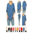 thumbnail image 6 of Women's Plus Size Casual Round Neck Top with Button Tab Sleeve Made in USA, 6 of 6