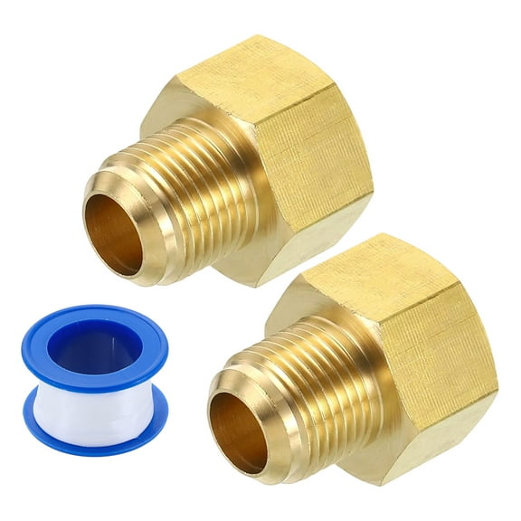 2Pack Brass Pipe Fitting, 1/2 SAE Male x 5/8 SAE Female Pipe Adapter