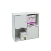 Pilaster Designs White Wood 2 Door 2 Cube Storage Unit Organizer Bookcase