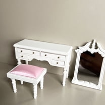 IBASETOY 1 Set Miniature Dollhouse Furniture Set White Wood Accessories for Bedroom Scene