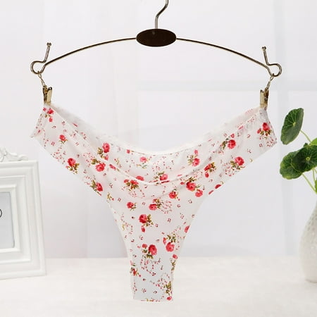 

Qcmgmg Sexy Women Invisible Underwear Briefs G-Strings Ice Silk Seamless Crotch