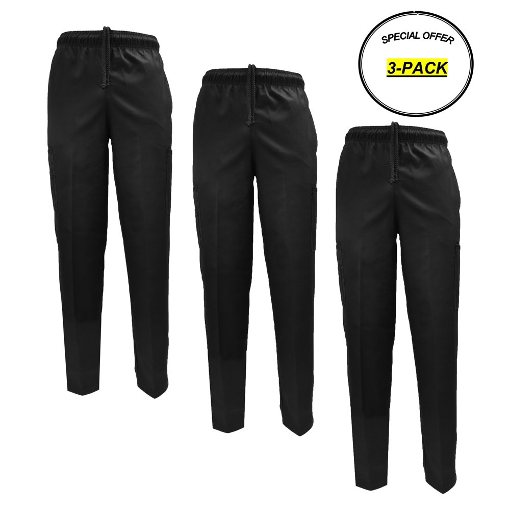 Natural Uniforms NATURAL UNIFORMS BLACK CHEF PANTS QUANTITIES OF 1,3 AND 6 AVAILABLE Walmart